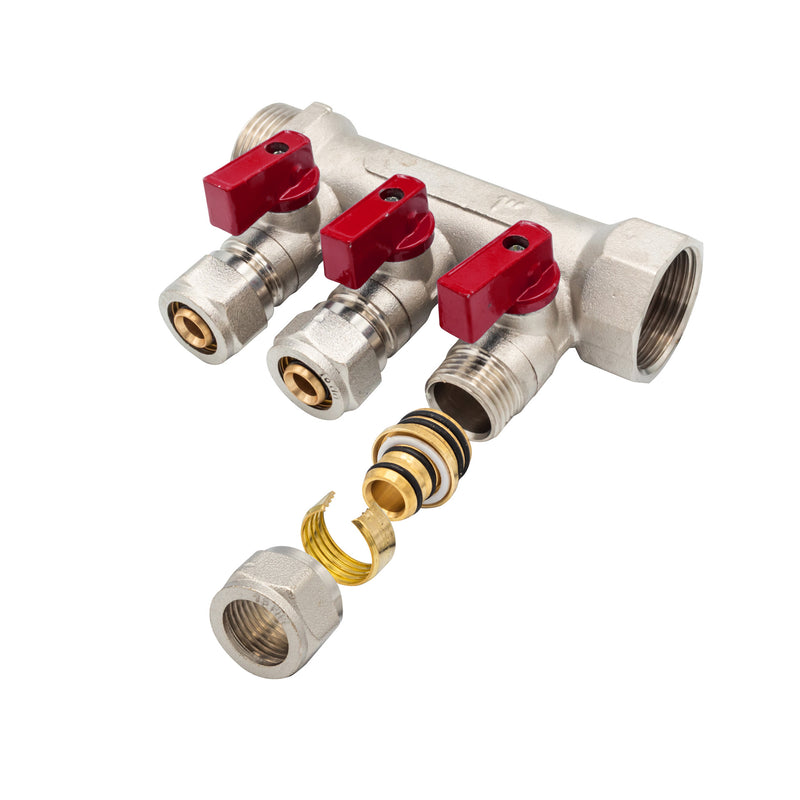 "Verdeler met Bolkraan MV-1"" 3X16 ROOD"