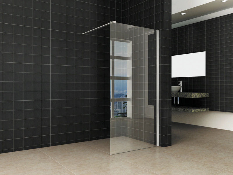 Duschwand Wiesbaden mit Edelstahlprofil 90X200 Cm und 10Mm Nano Glas