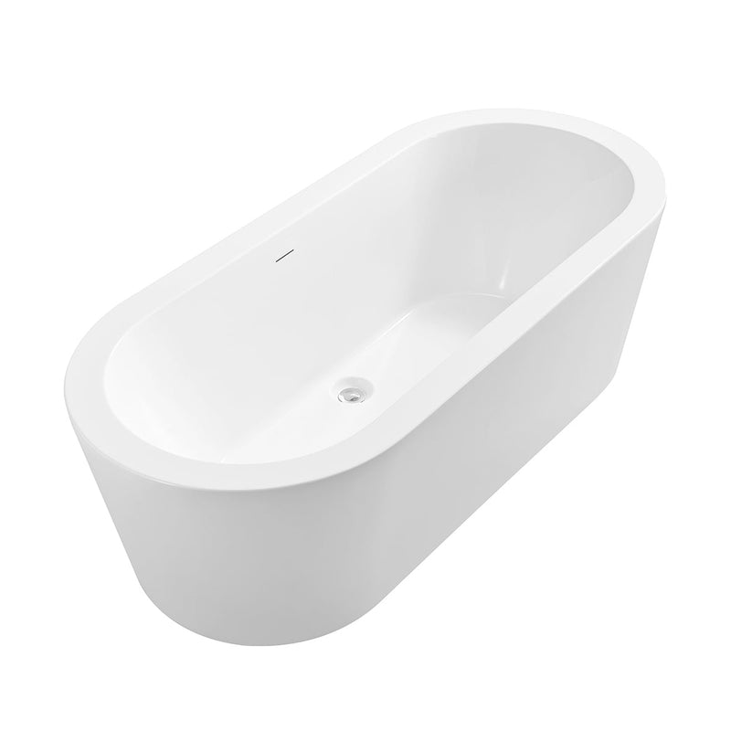 Bianco freistehende Badewanne 178 x 80 cm Acryl glänzend weiß mit Ablauf glänzend weiß
