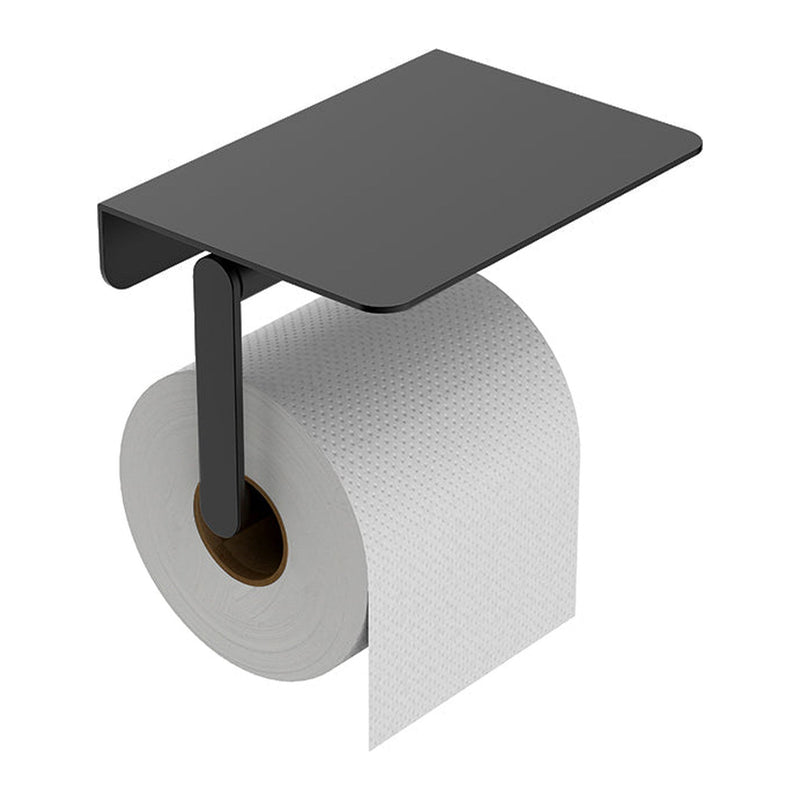 Wiesbaden Alonzo toiletrolhouder met planchet Mat zwart - productfoto