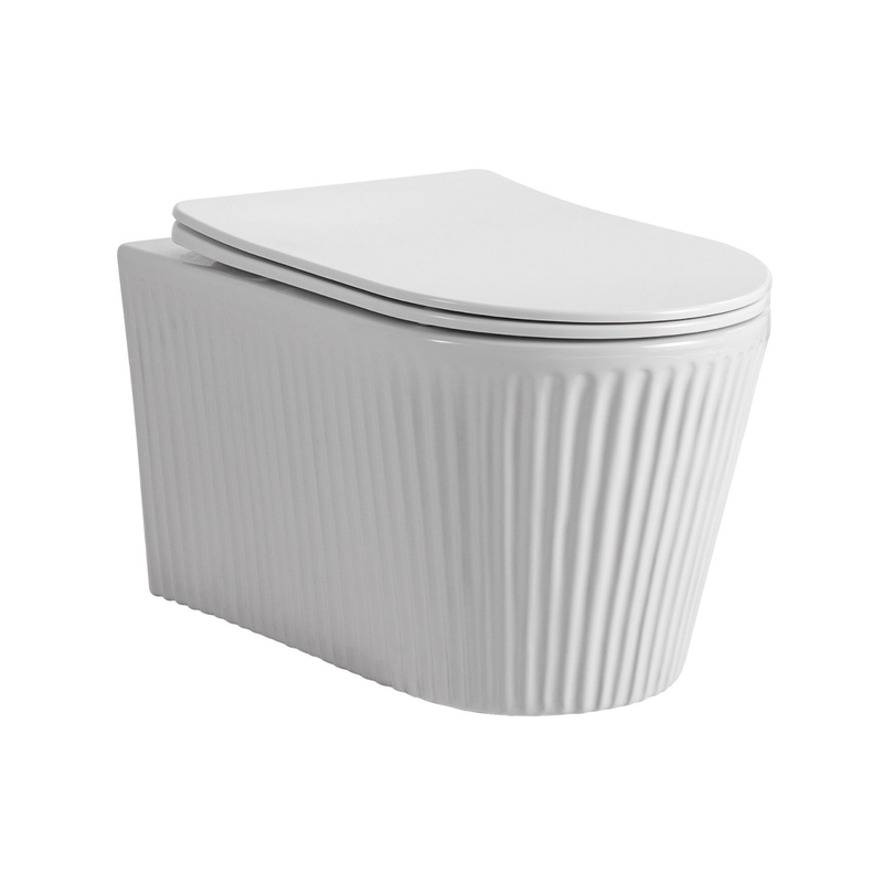 Aloni Muffly hangtoilet / ophang WC met ribbel – tornado flush – randloos – met zitting