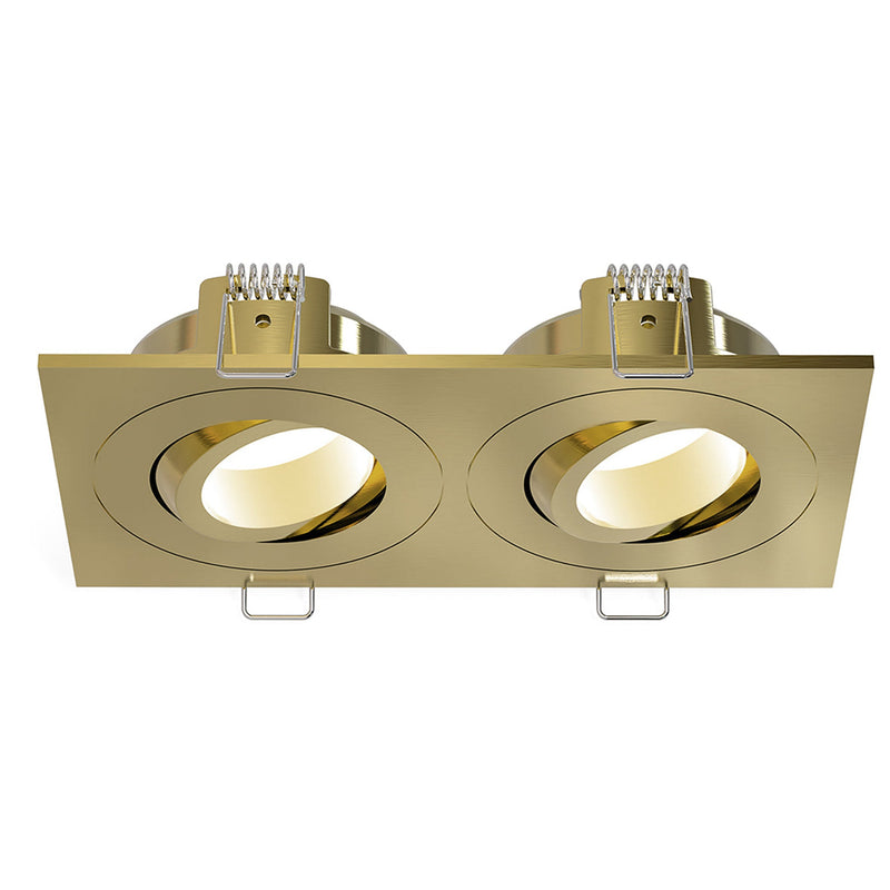 Wiesbaden Spotz inbouwspot dubbel dimbaar IP65 Geborsteld messing - productfoto
