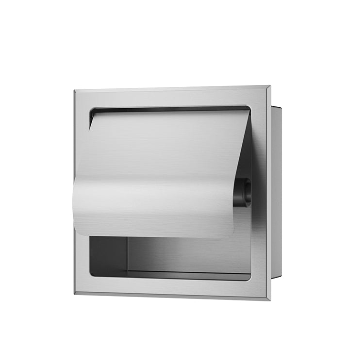 Xellanz Rocko toiletrolhouder met klep inbouw RVS - productfoto