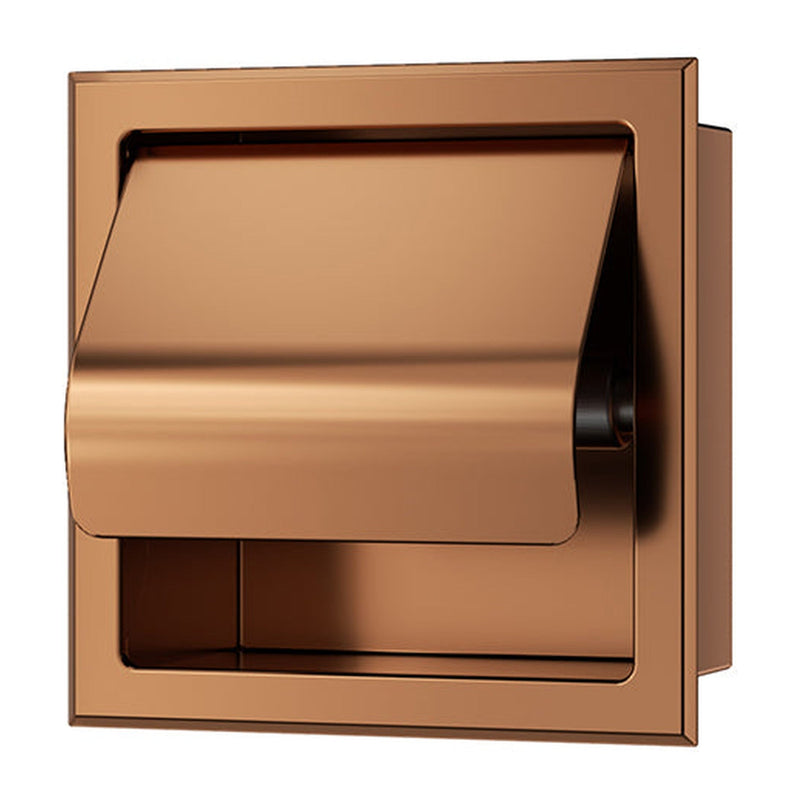 Xellanz Rocko toiletrolhouder met klep inbouw geborsteld brons koper PVD - productfoto