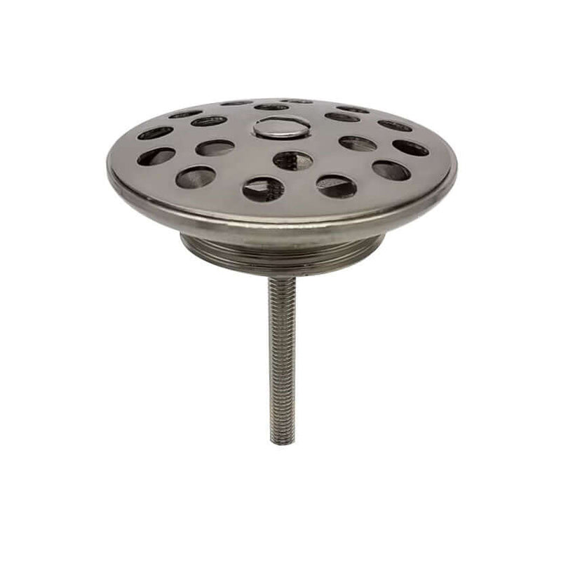 Afvoerplug van geborsteld staal met ronde perforaties en schroefdraad, luxe design 5/4".
