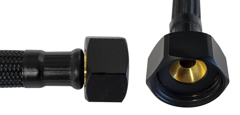 Xellanz Flexibele aansluitslang nylon 1/2" x 3/8" 30 cm mat zwart - productfoto