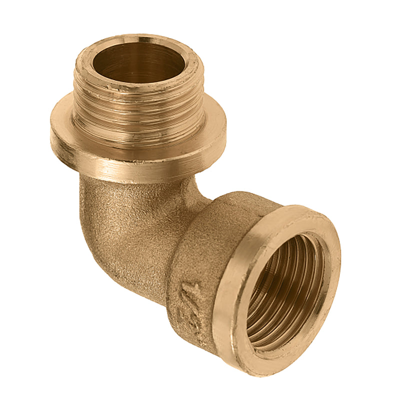 Riko draadfitting kniekoppeling messing 1/2" bi x 1/2" bu met kraag - productfoto