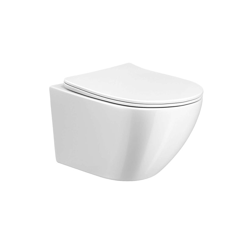 Nibiru randloses Wand-WC mit Toilettensitz Softclose und Schnellverschluss glänzend weiß