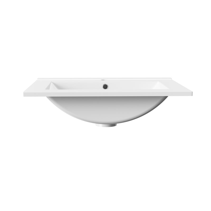 ALONI Hayat Wastafel - 1 Wasbak - met overloop - 1 Kraangat - kunstmarmer - 60×1,5×45 Cm - Glanzend Wit