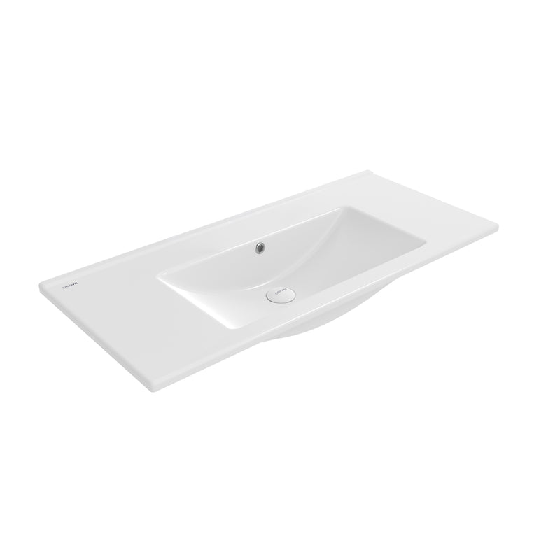 Su Wastafel - 1 Wasbak - zonder Kraangat - Keramiek - 100X45CM - Glanzend WIT