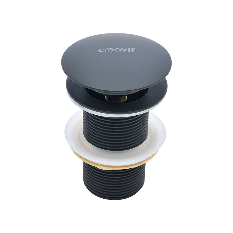 CREAVIT AFVOERPLUG - CLICK WASTE 5/4" - MET OVERLOOP - HOUTSKOOL ZWART