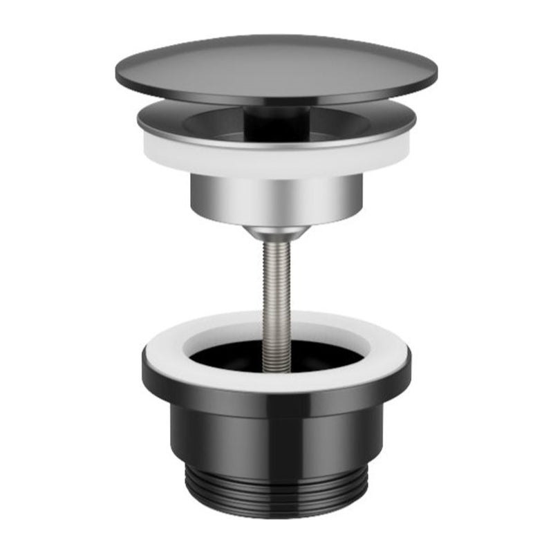 Hotbath Mate P708 always open afvoerplug rond Gepolijst zwart PVD productfoto