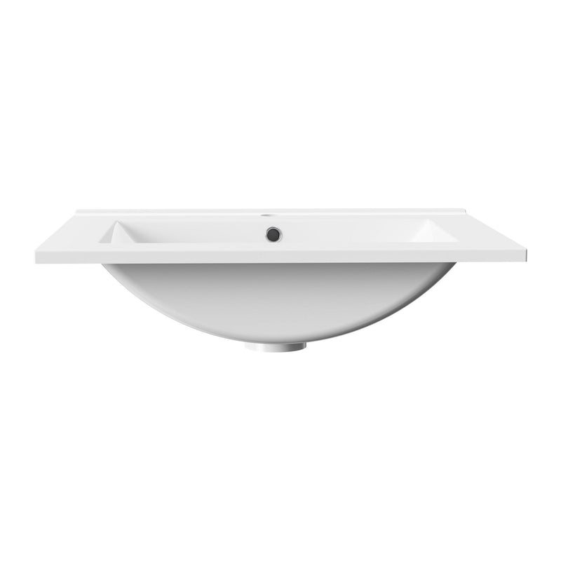 Aloni Hayat Wastafel - 1 Wasbak - met overloop - 1 Kraangat - kunstmarmer - 60×1,5×45 cm - Glanzend Wit