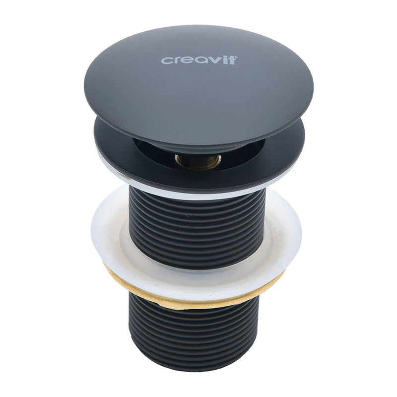 CREAVIT AFVOERPLUG - CLICK WASTE 5/4" - MET OVERLOOP - HOUTSKOOL ZWART