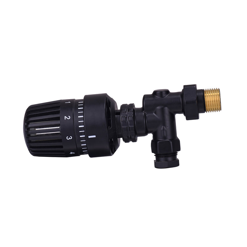 Riko thermostatische Radiatorventiel 1/2''x15mm axiaal mat - zwart