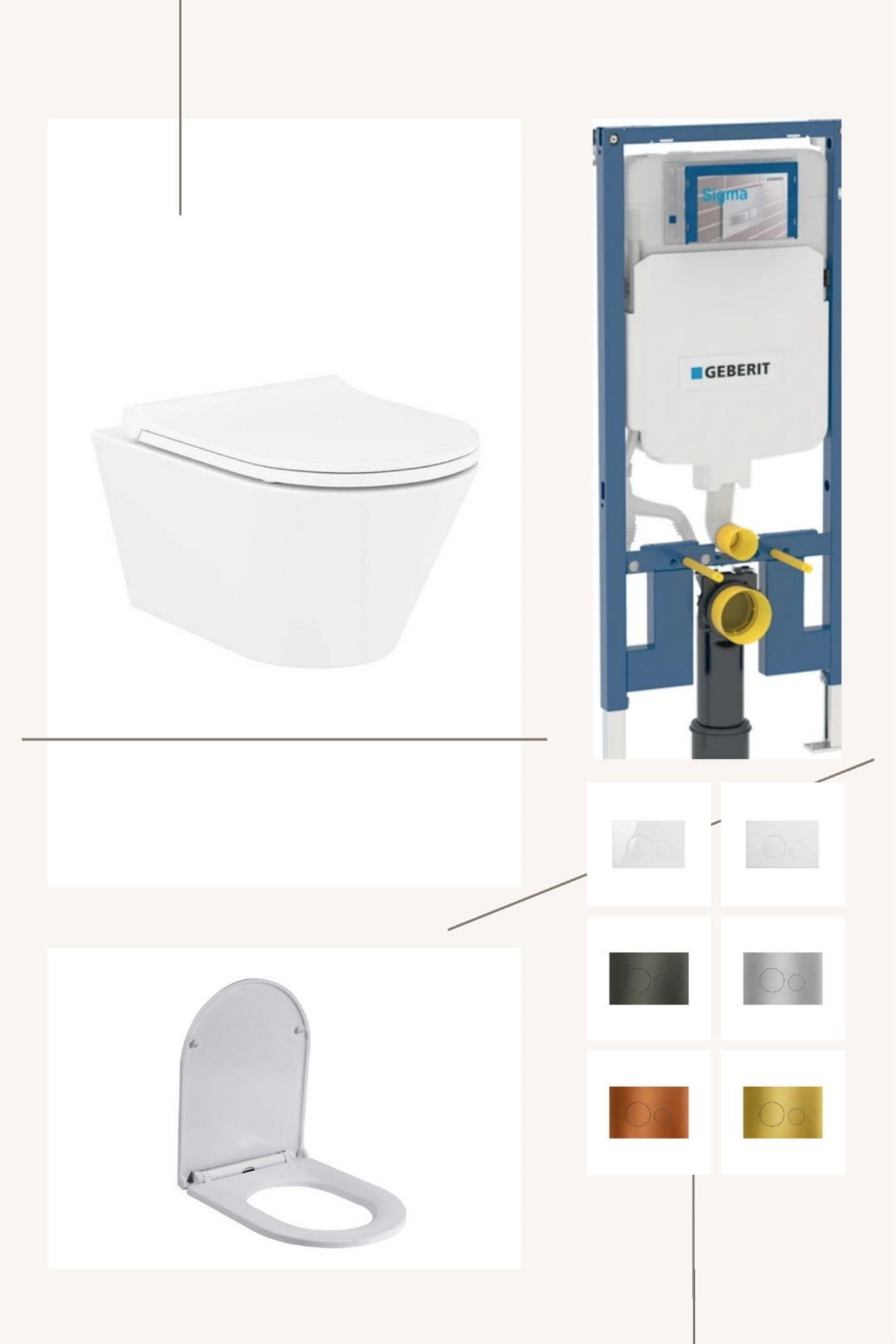 DutchLine Geberit UP320 Toiletset Compleet – DutchLine Avva Mat Wit – Met Bidet – Incl. DutchLine Drukplaat