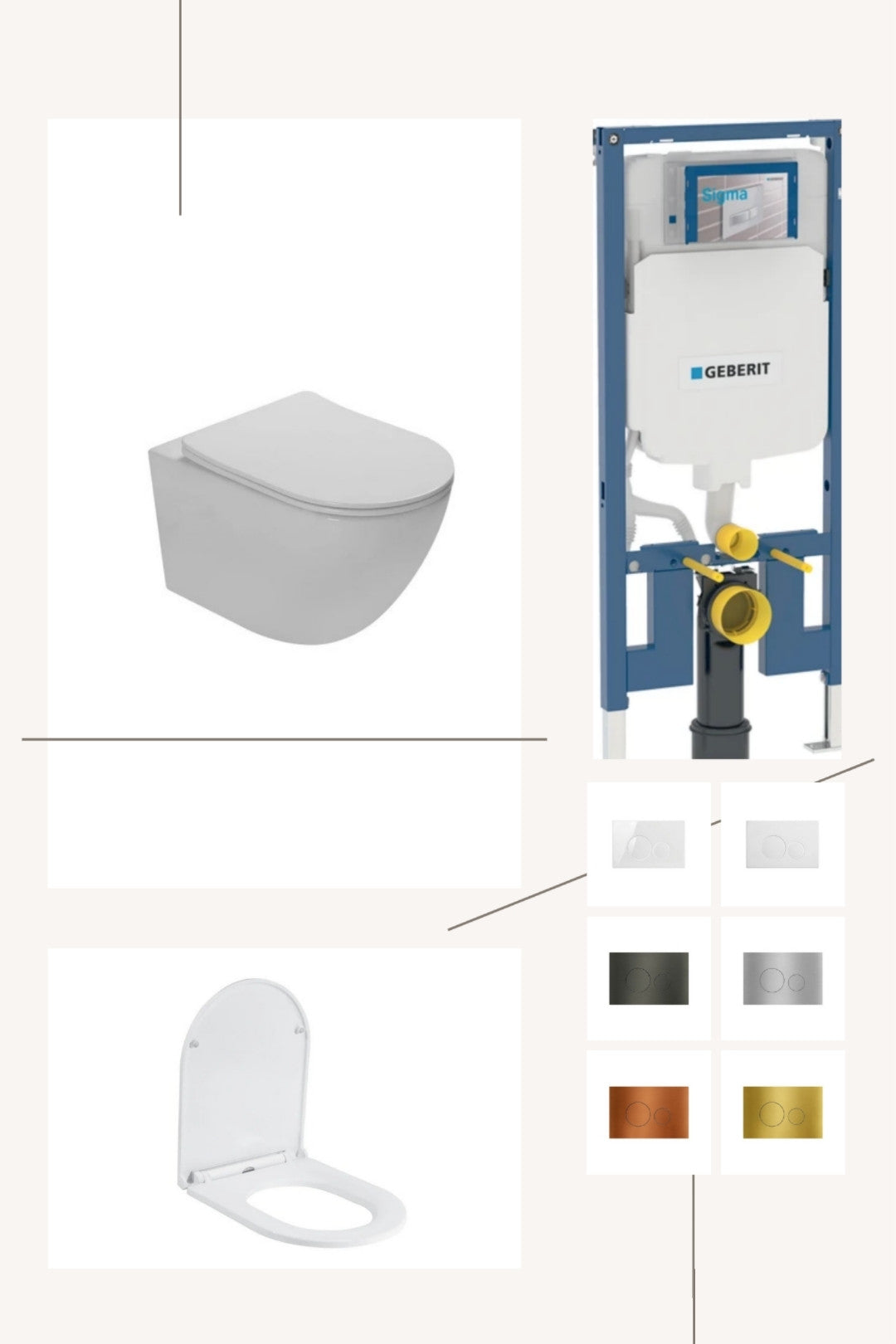 DutchLine Geberit UP320 Toiletset Compleet – DutchLine Luccio Rimless Glans Wit – Incl. DutchLine Drukplaat