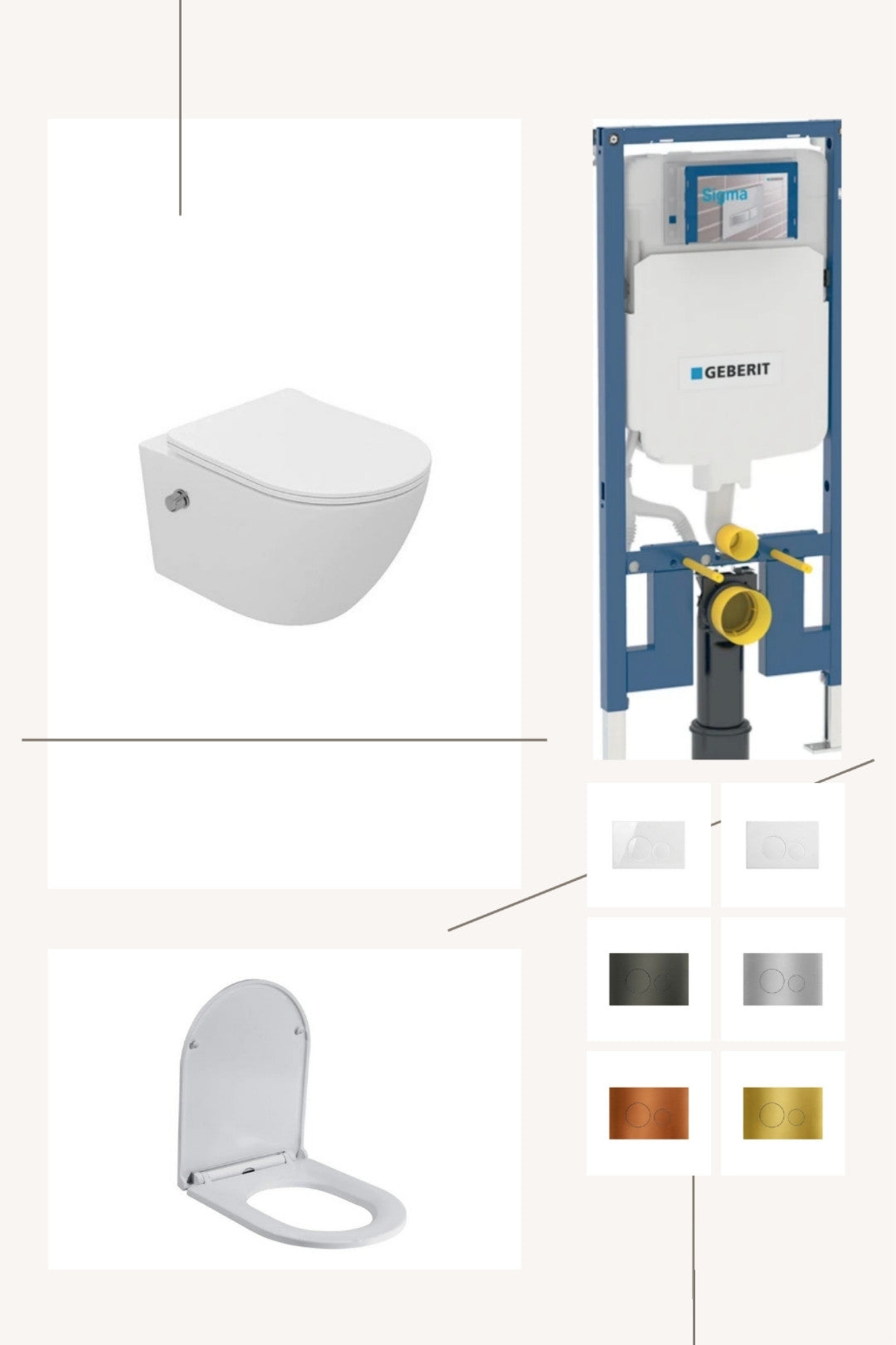 DutchLine Geberit UP320 Toiletset Compleet – DutchLine Luccio Rimless Mat Wit – Met Bidet – Incl. DutchLine Drukplaat