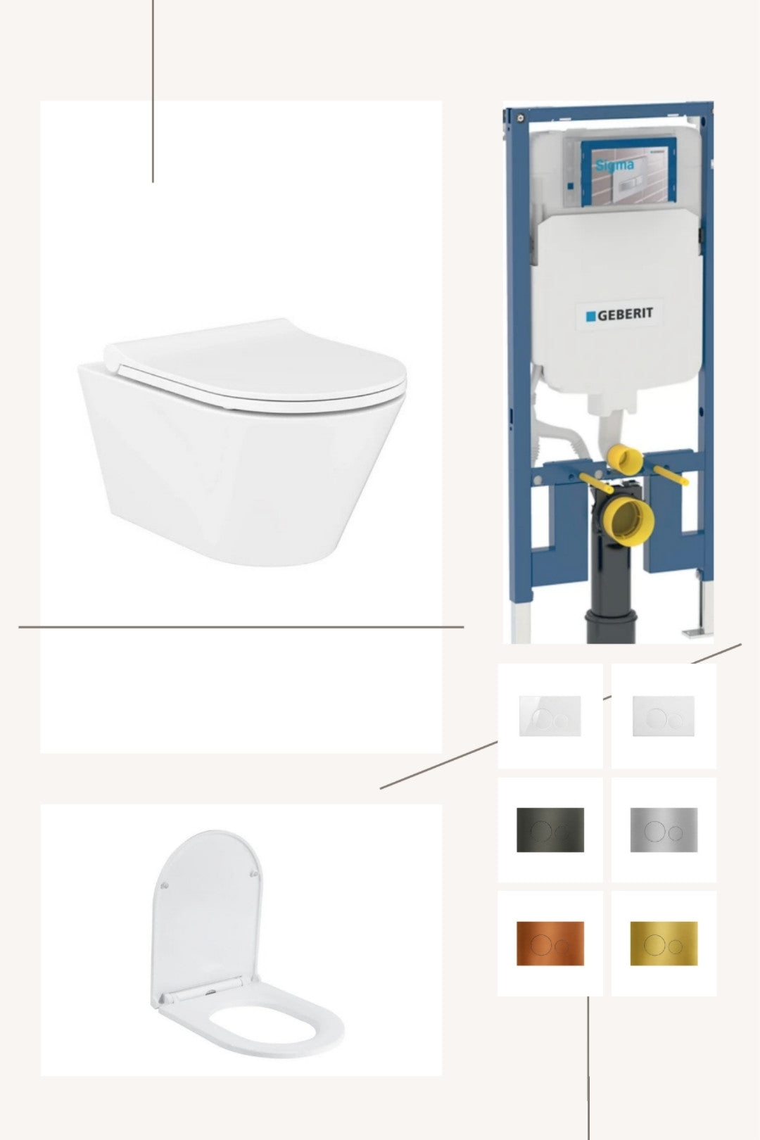 DutchLine Geberit UP320 Toiletset Compleet – DutchLine Avva Glans Wit – Incl. DutchLine Drukplaat