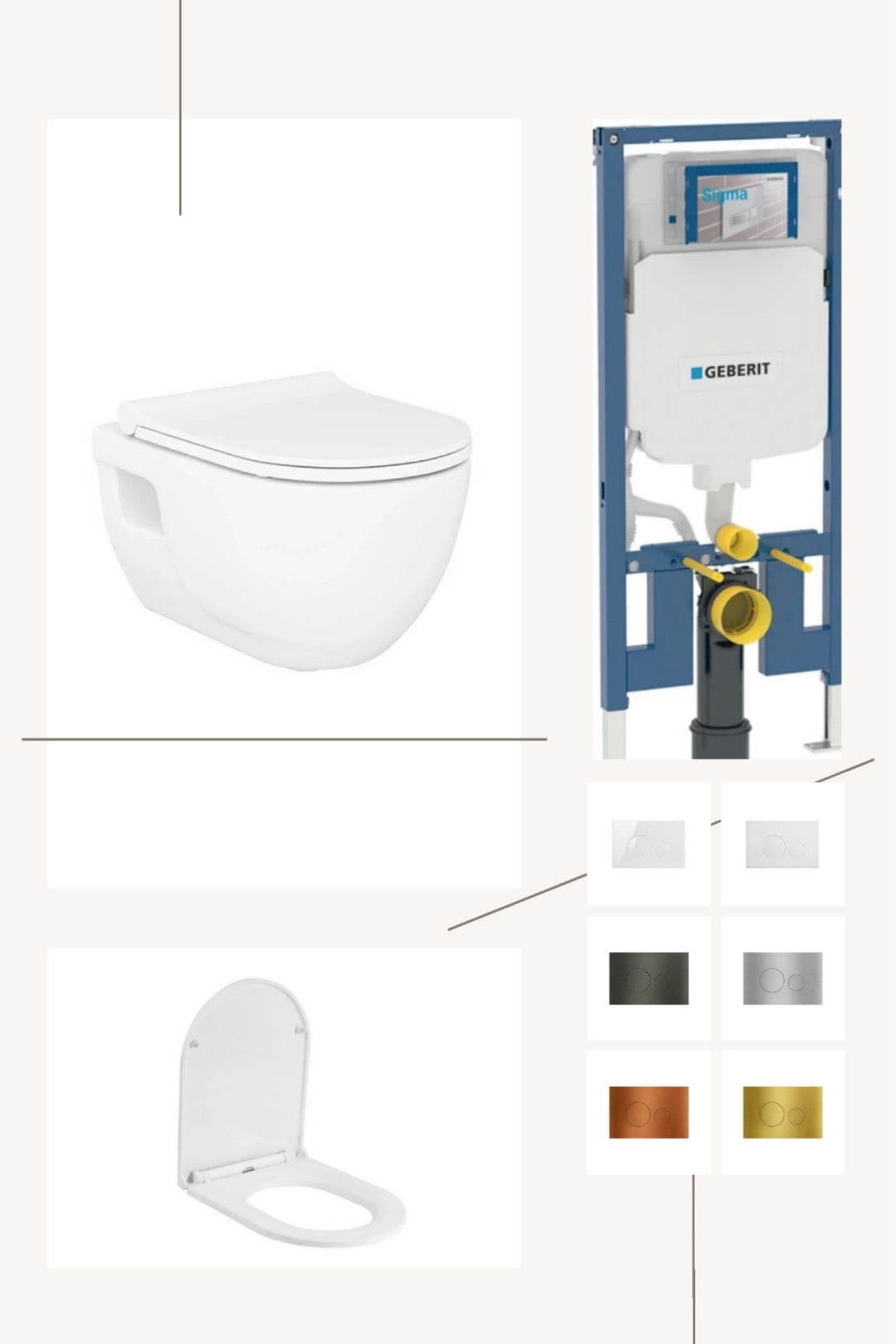 DutchLine Geberit UP320 Toiletset Compleet – DutchLine Brilla Glans Wit – Met Bidet – Incl. DutchLine Drukplaat