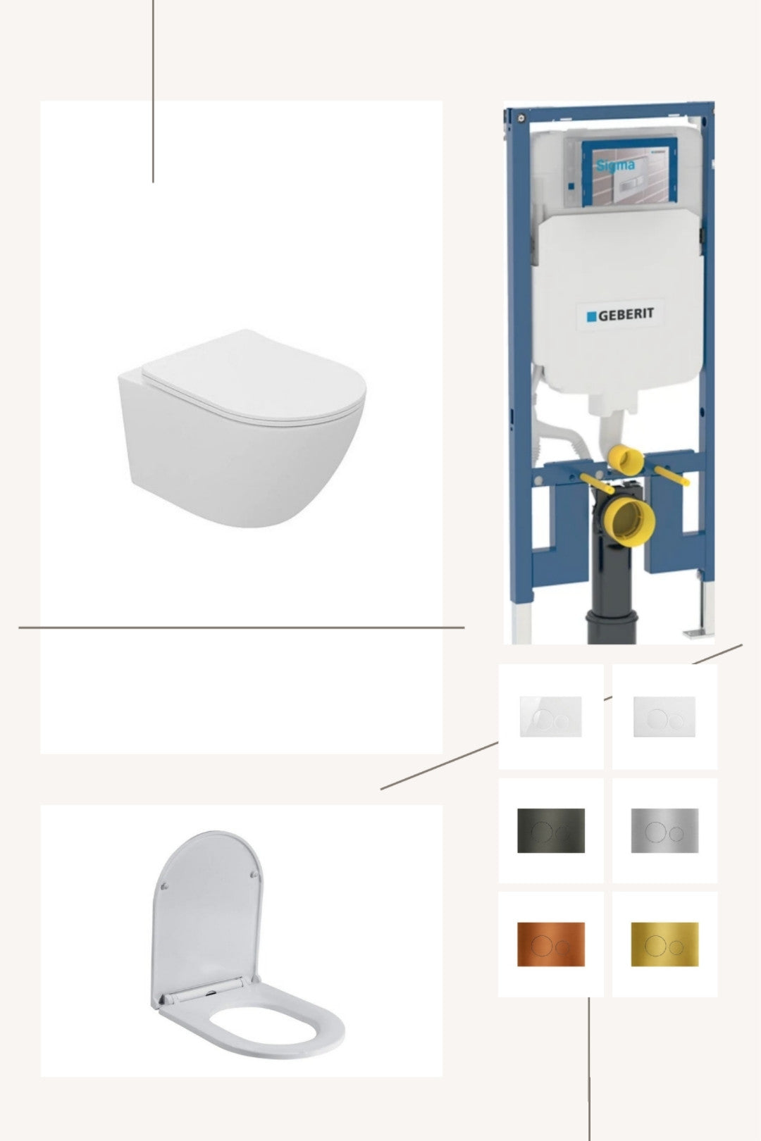 DutchLine Geberit UP320 Toiletset Compleet – DutchLine Luccio Rimless Mat Wit – Incl. DutchLine Drukplaat