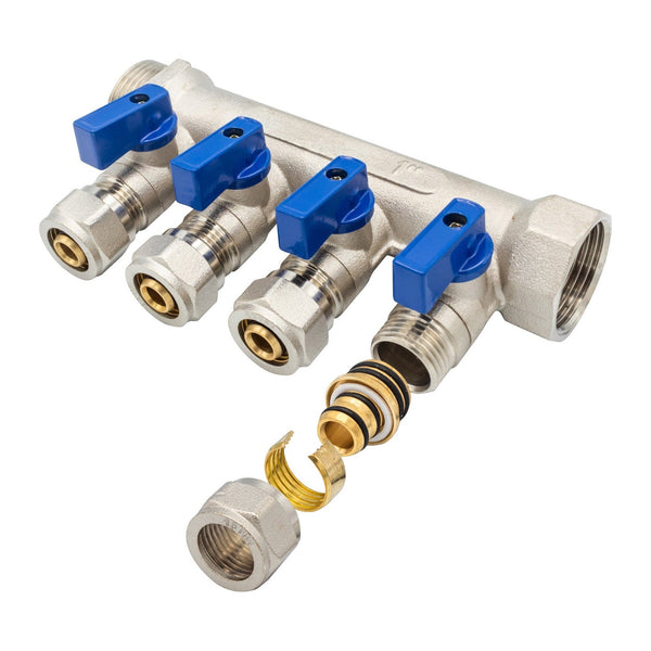 Belrad Verdeler met Bolkraan MV-1" 4 × 16 Blauw