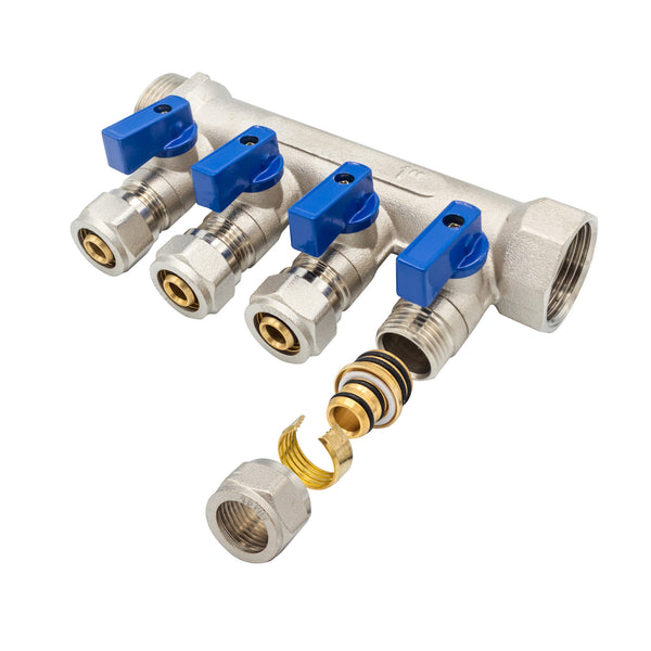 "Verdeler met Bolkraan MV-1"" 4X16 Blauw"