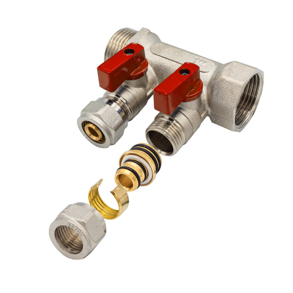"Verdeler met Bolkraan MV-1"" 2X16 ROOD"