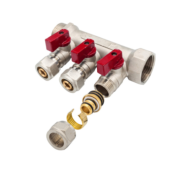 "Verdeler met Bolkraan MV-1"" 3X16 ROOD"