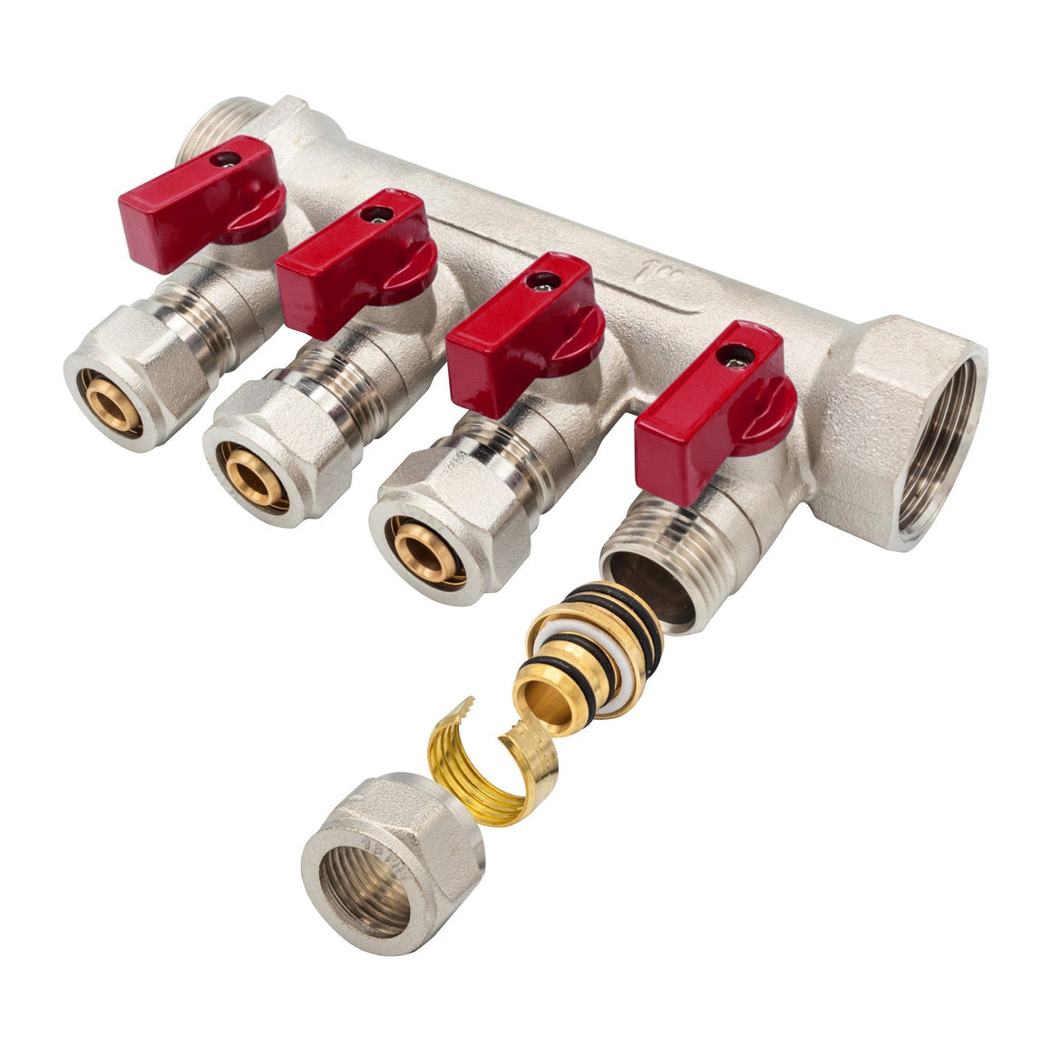 "Verdeler met Bolkraan MV-1"" 4X16 ROOD"
