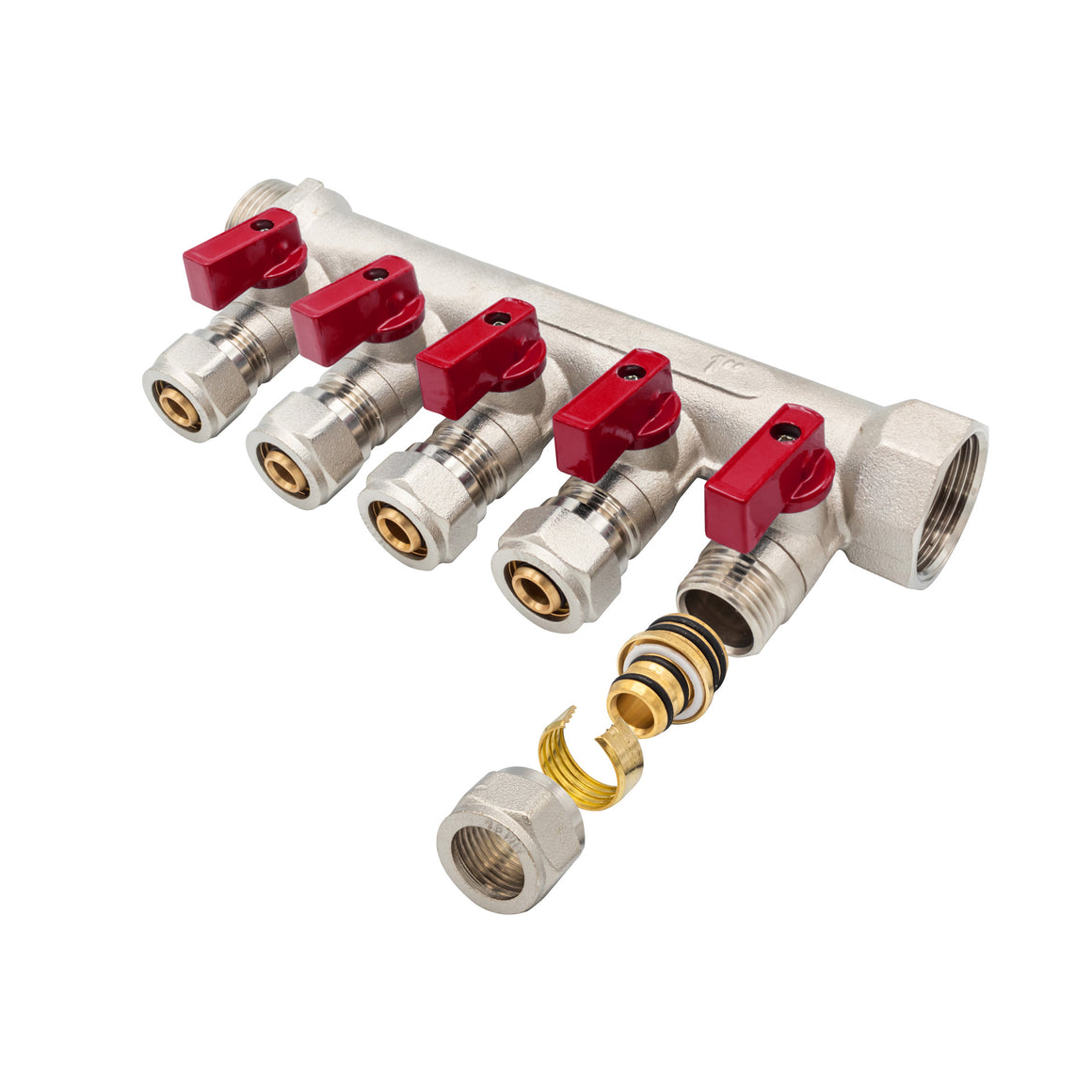 "Verdeler met Bolkraan MV-1"" 5X16 ROOD"