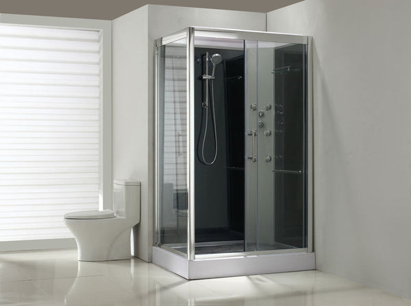 Cabine de douche complète Sunshine rechts 120x90x218 alu verre 5mm