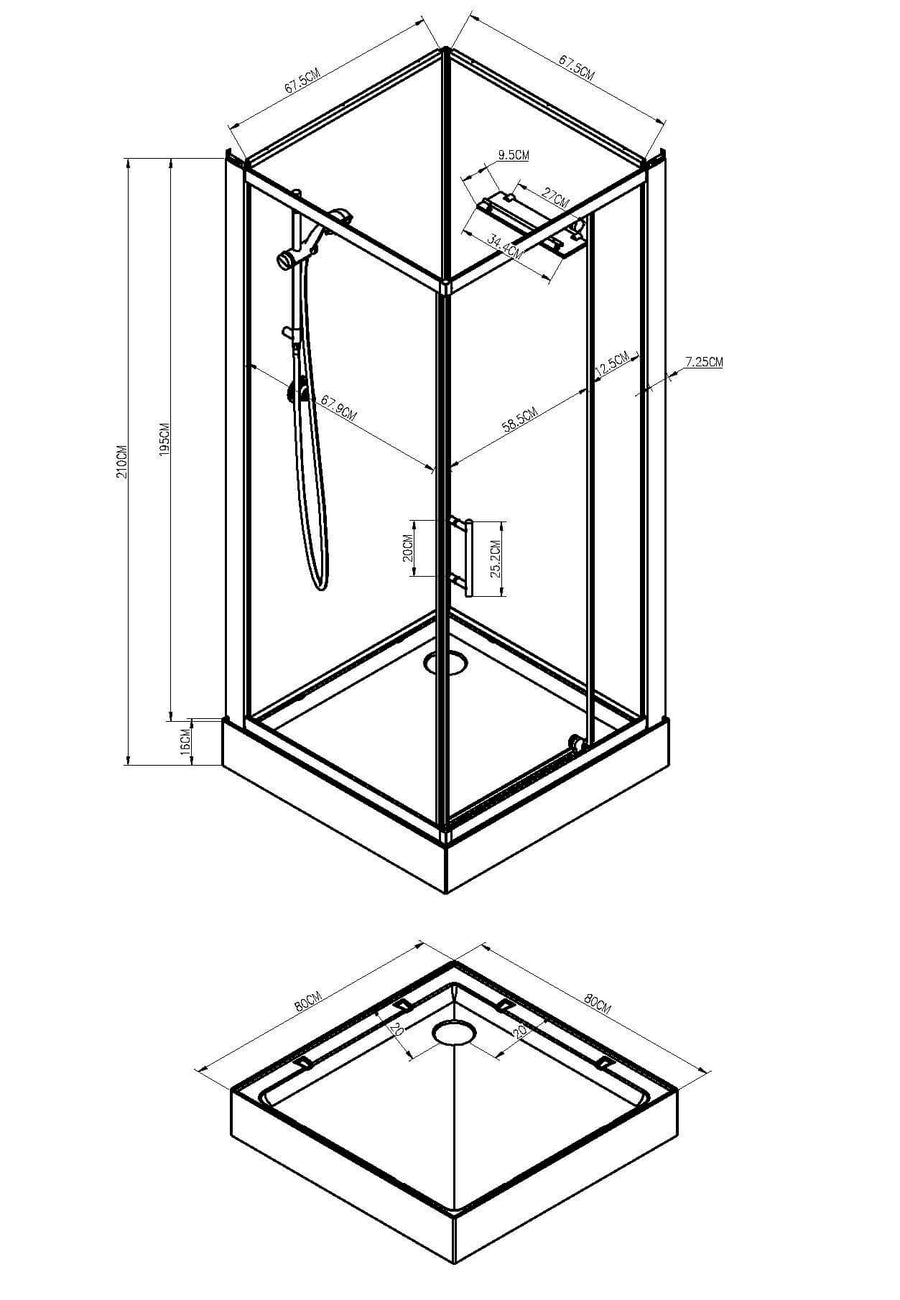 Domino Komplett-Dusche Wiesbaden 80x80x210 cm 5 mm
