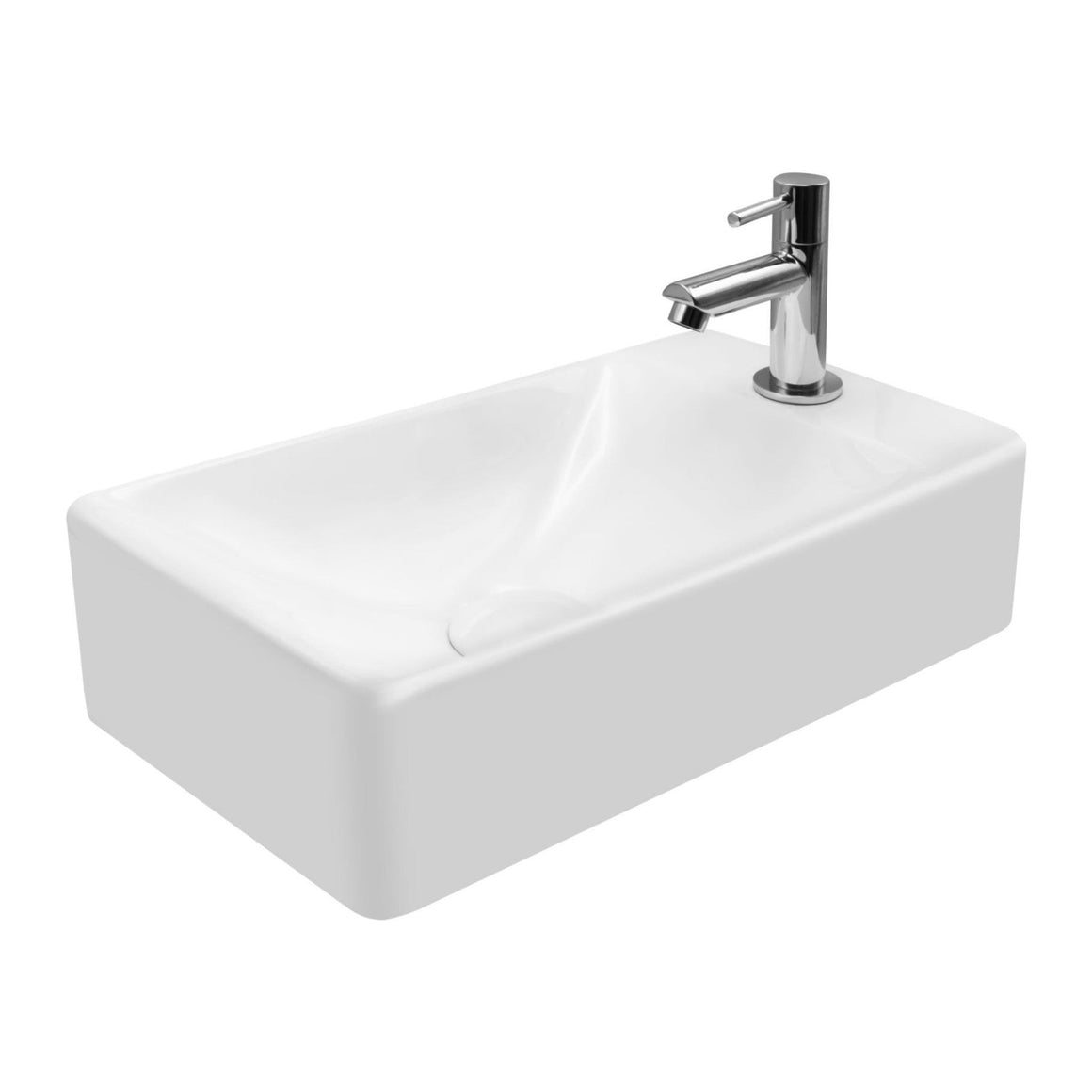 Aloni Wastafel met Kraangat Rechts – Wit #kleur_wit