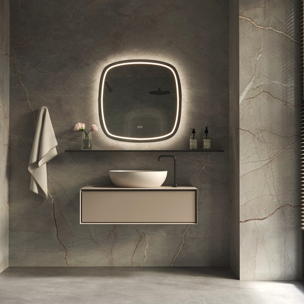 Hipp Design Phantom 006 spiegel afgeronde hoeken met directe en indirecte verlichting en verwarming