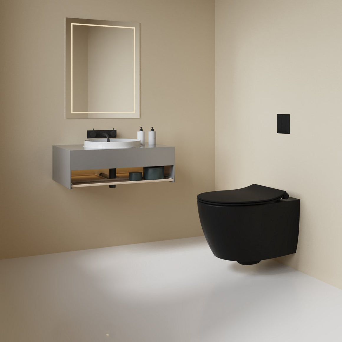 Isvea Sentimenti Neo hangtoilet met bidet mat zwart sfeerfoto #variant_57406644453700