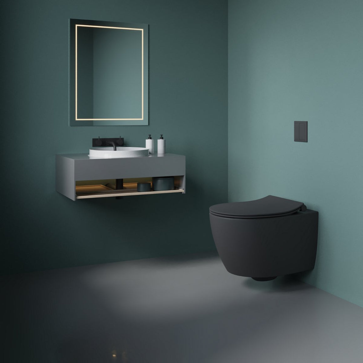 Isvea Sentimenti Neo hangtoilet met bidet antraciet sfeerfoto #variant_57406644388164