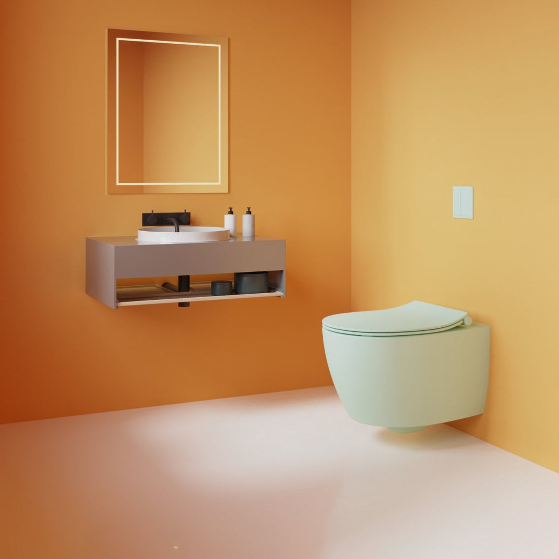 Isvea Sentimenti Neo hangtoilet met bidet muntgroen sfeerfoto