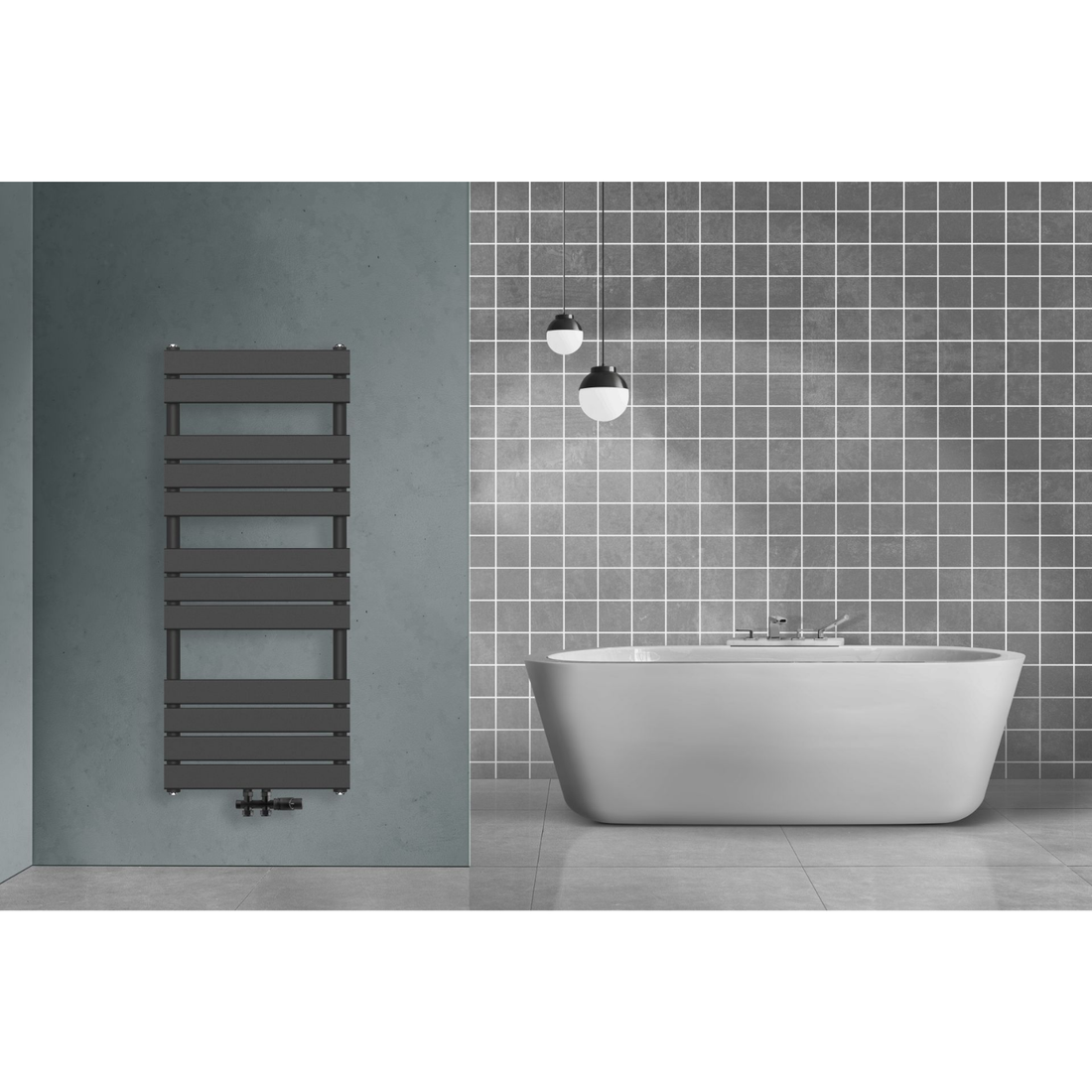 Belrad badkamerradiator middenaansluiting zwart – sfeerfoto