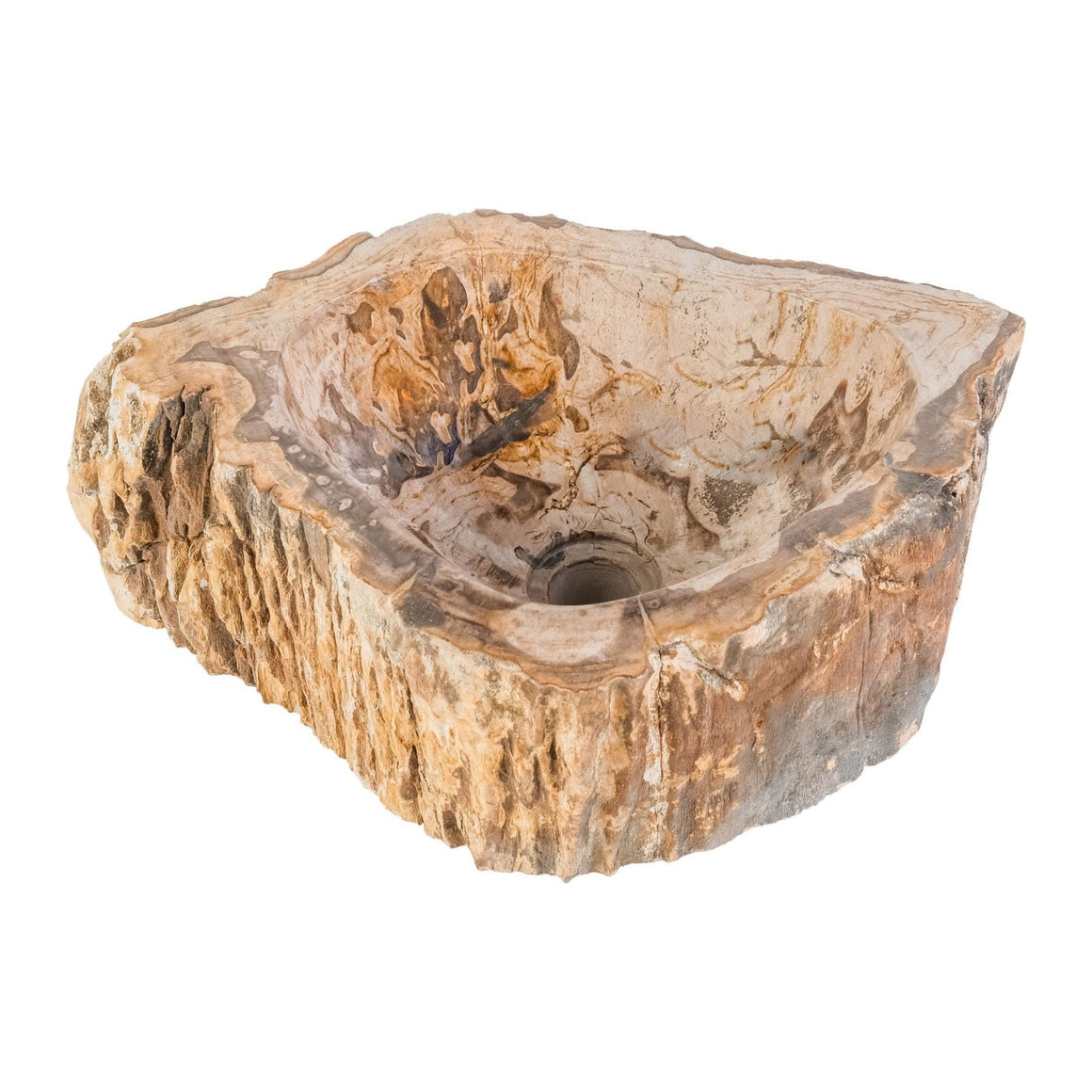 ALONI Waskom Fossiel Hout – Natuursteen