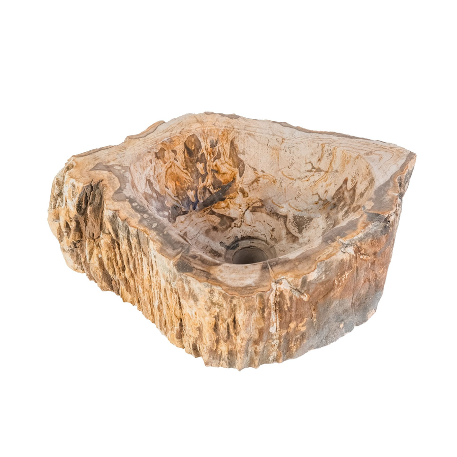 ALONI Waskom Fossiel Hout – Natuursteen