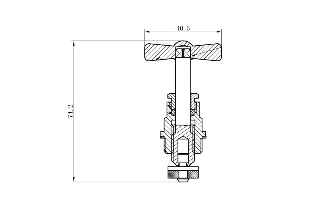 Riko bovendeel voor stopkraan 12 mm - technische tekening