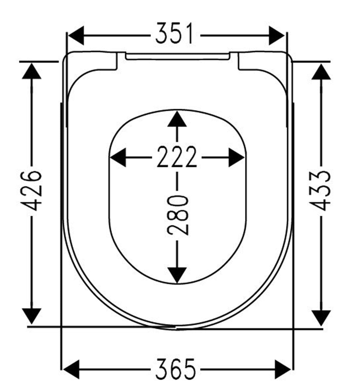 Cedo Solla toiletzitting wit - technische tekening