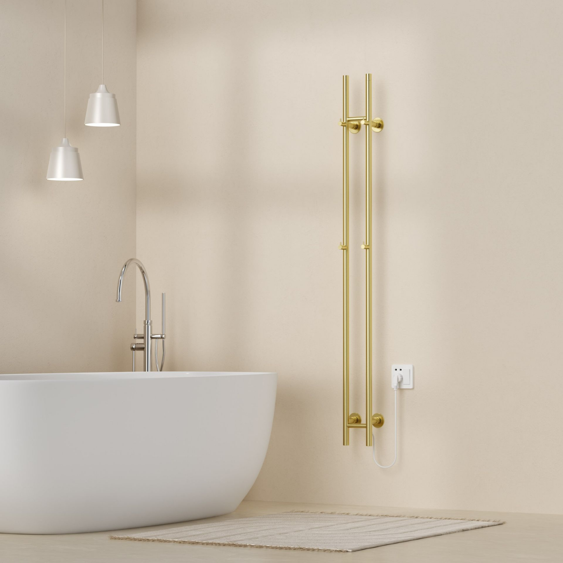 Belrad Badkamer Radiator staafmodel elektrisch – Dubbel – Geborsteld goud #kleur_geborsteld-goud