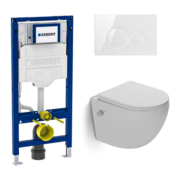 DutchLine Geberit UP320 Toiletset Compleet – DutchLine Luccio Rimless Ondiep – Met Bidetkraan – Incl. DutchLine Drukplaat