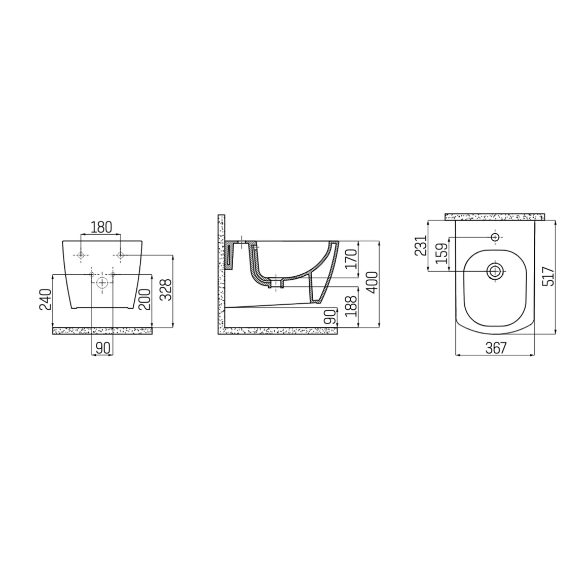 Creavit wandbidet – verborgen bevestiging