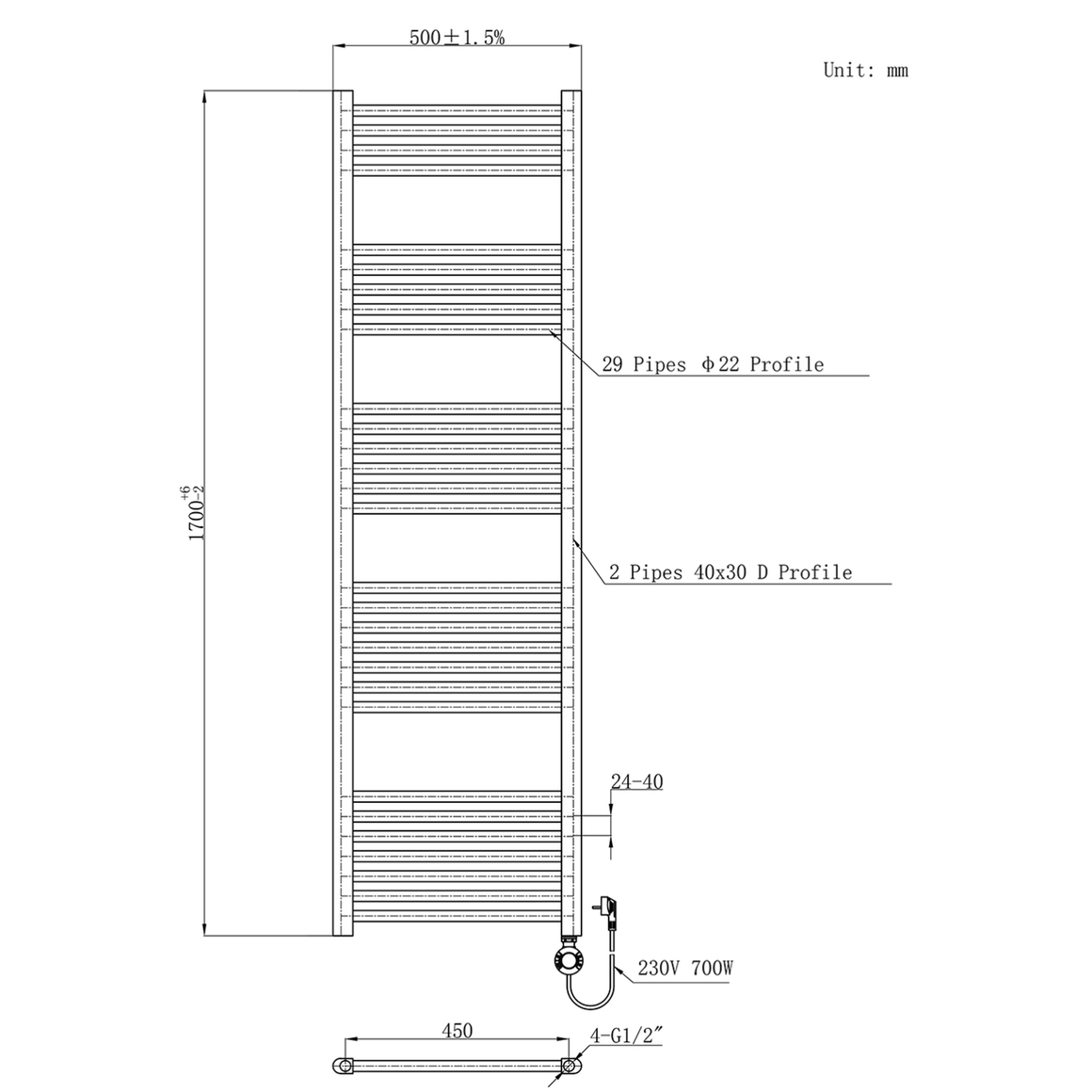 BELRAD Badkamer radiator elektrisch
