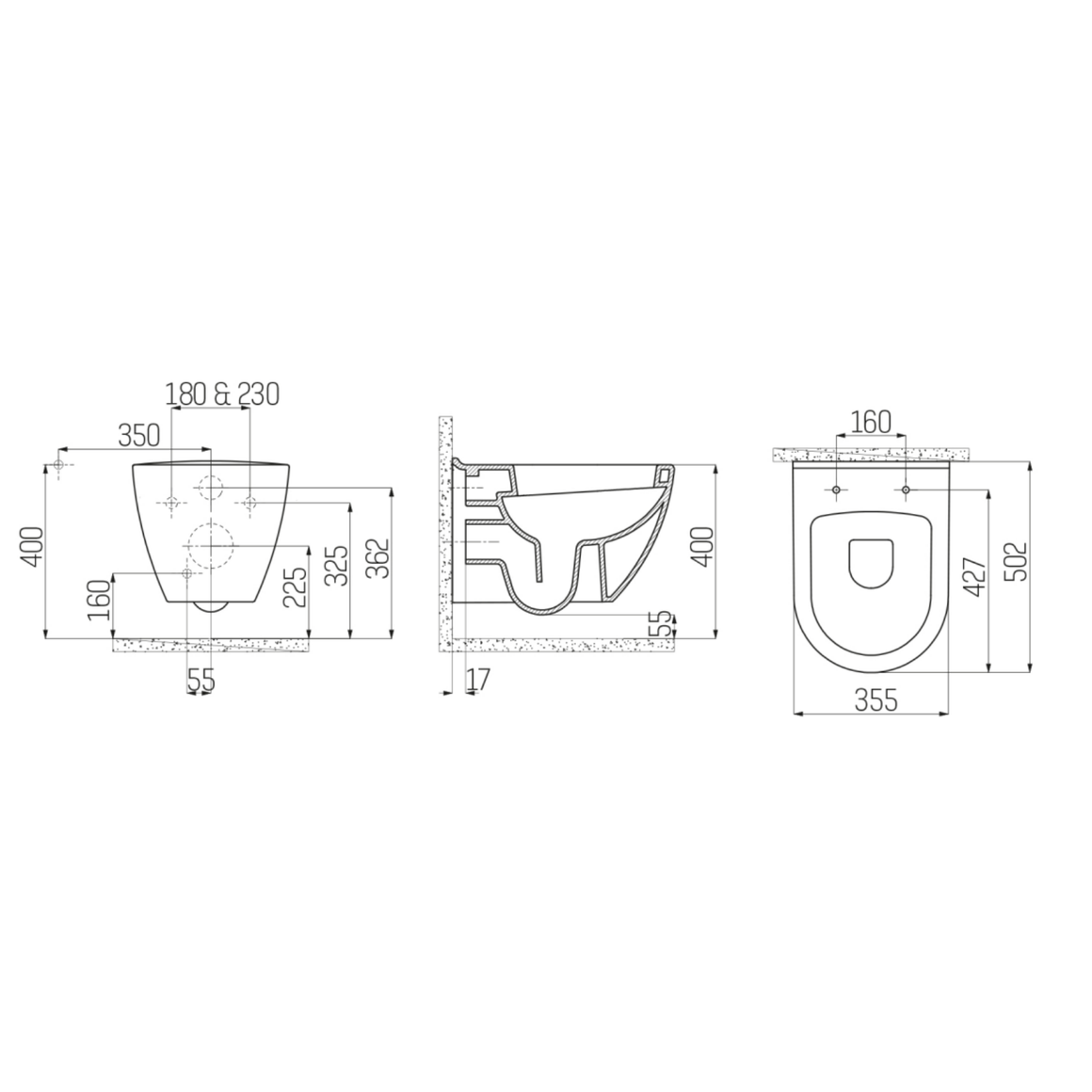 Creavit hangtoilet met RVS sproeier