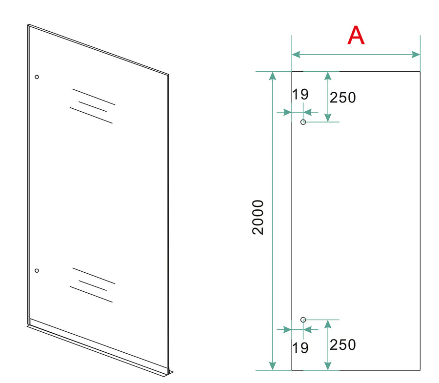 Wiesbaden Less inloopdouche 80 cm - technische tekening
