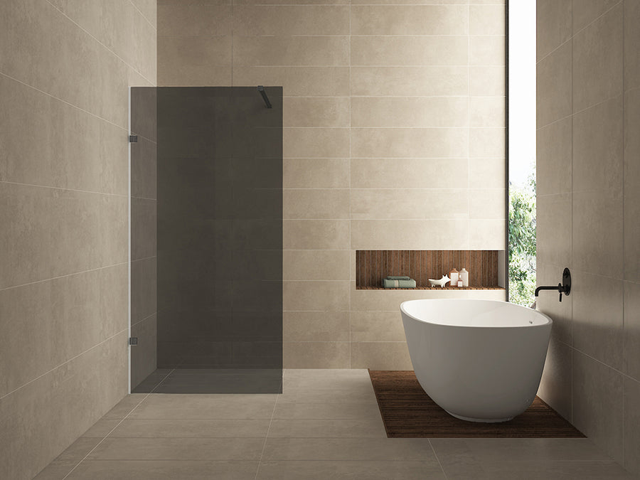 Wiesbaden Less inloopdouche nano rookglas 90 cm / gunmetal - sfeerbeeld